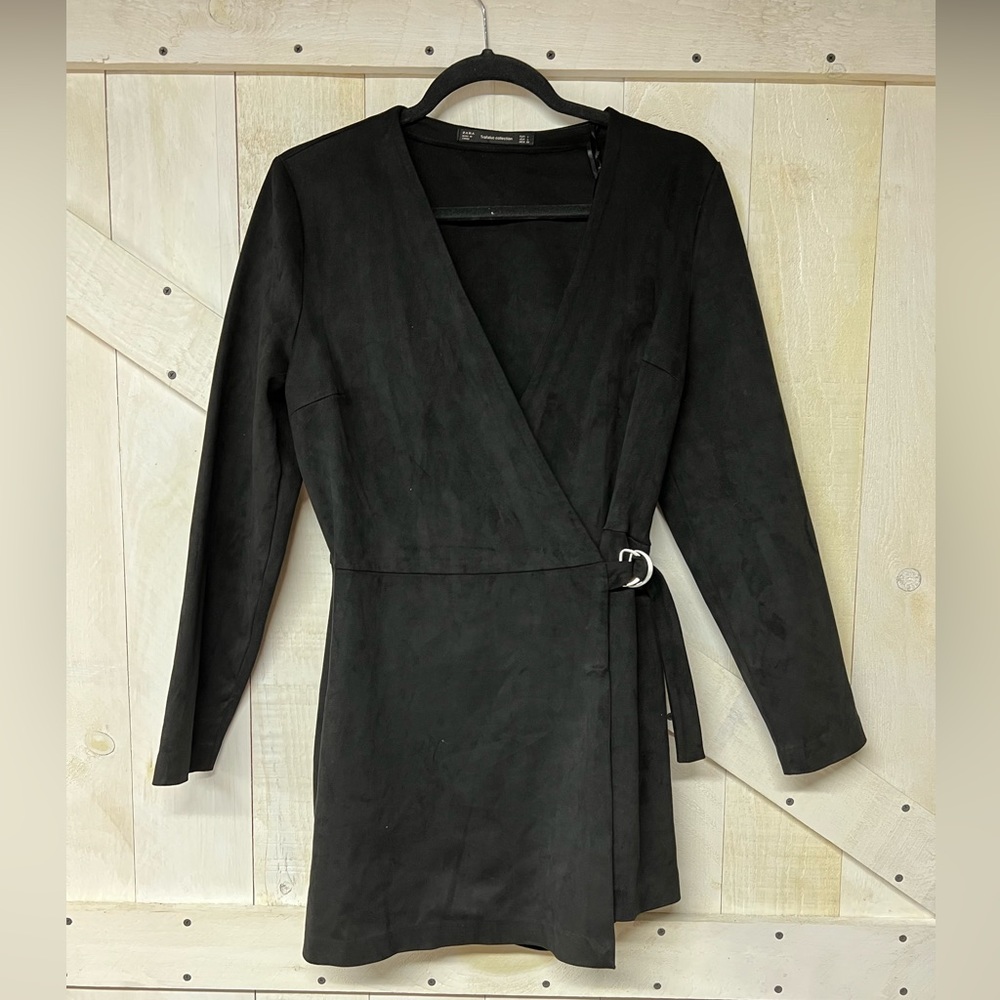 Women’s Zara Long Sleeve Suede Shorts Romper Dress